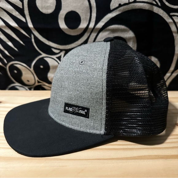 Flag Nor Fail Limited Gray Wool Black Mesh Snap Back Hat - Picture 2 of 3
